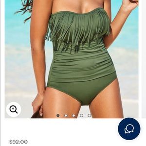 Olive Green Fringe Swimsuit